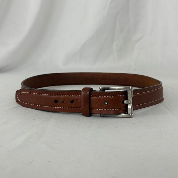 Cole Haan Brown Genuine Leather Belt with Square Silver Buckle - Picture 1 of 7